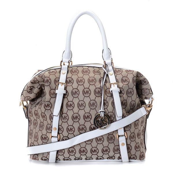 michael kors medium bedford mk logo monogram satchel beige vanilla Null Resultater zi3yb